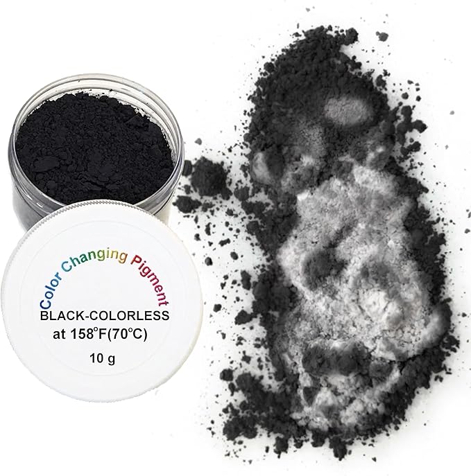 Atlanta Chemical Engineering Temperature Activated Thermochromic Powder Pigment Black Changing to COLORLESS (Translucent White) at 158F/70C Perfect for Electronics Overheating Indicator