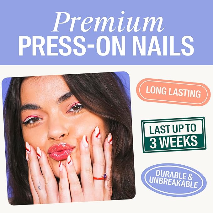 Chillhouse - Chill Tips Press on Nails Kit - She's the Prize Bundle (3-Pack) - 24 Nail Shapes & Sizes - Up to 3 Weeks Wear - Customizable Fit, Reusable - Latina Founded, Women Owned, Beauty, Self Care