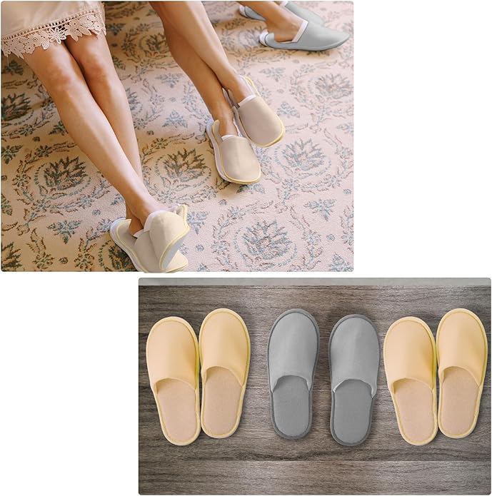 Geyoga 24 Pairs Disposable Slippers for Guests Bulk 2 Size Cotton Hotel Spa House Slippers for Graduation Wedding Party Shoeless Home Travel Individually Wrapped
