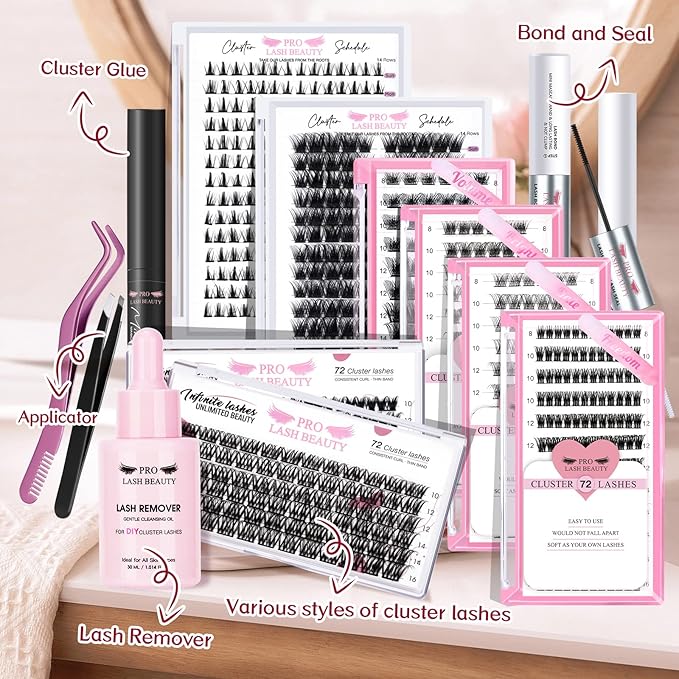 Cluster Lashes, 72 Pcs Individual Lashes, Lash Clusters DIY Eyelash Extension, Super Thin Band Reusable Soft & Comfortable (Freedom-D-12mm)