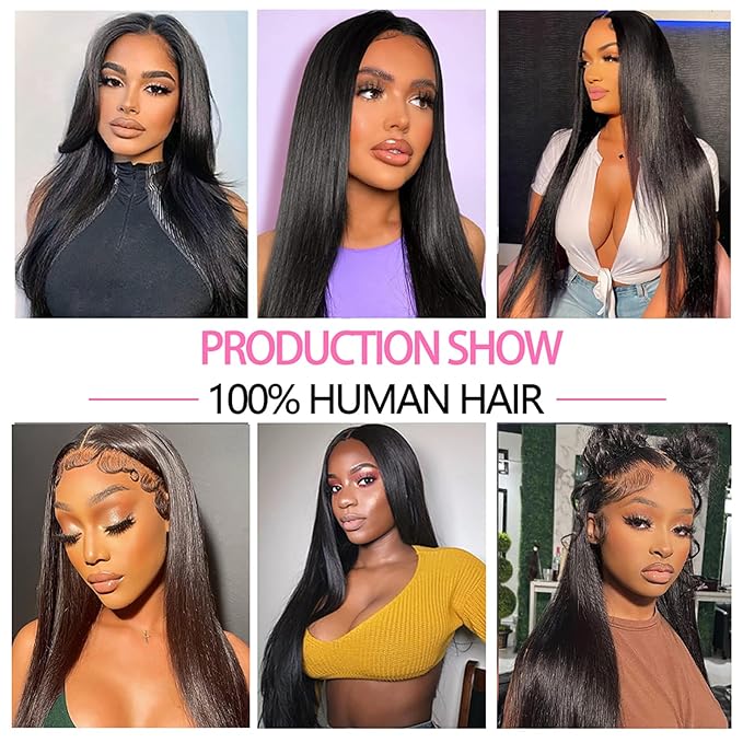 10A Straight Bundles with Closure 16 18 20 with 14 Inch Human Hair Bundles with Closure 100% Unprocessed Brazilian Virgin Human Hair Weave with Closure HD Lace