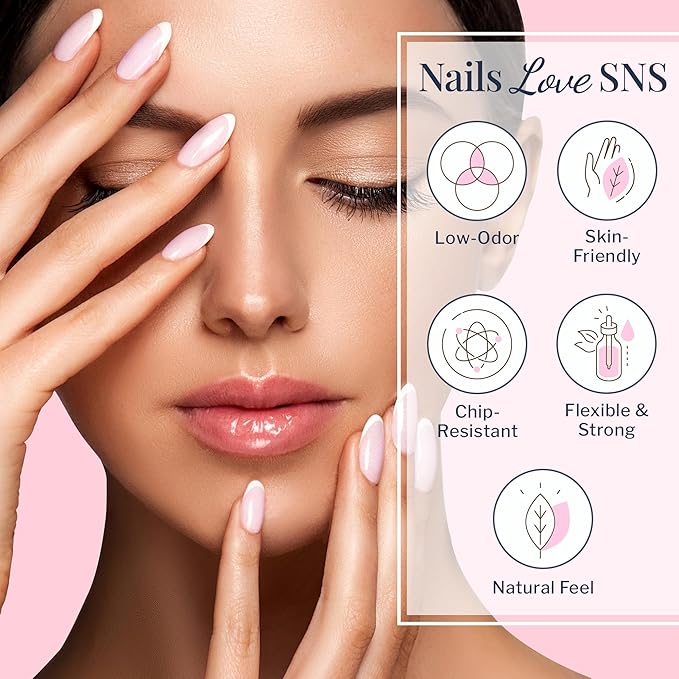 SNS Nails Dip Powder Kit, Set - Pink & White Master 14-Piece Set - Long-Lasting Acrylic Nail Color & Polish Lasts up to 14 days - Low Odor & No UV Lamp Needed - 2 Oz