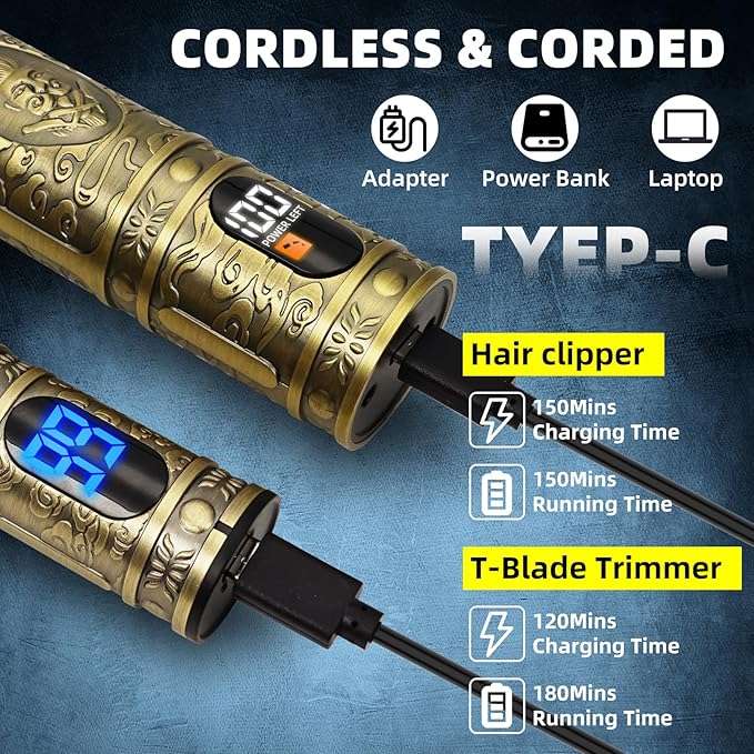 Clippers and Trimmers Set, Beard Trimmer, Electric Razors Shaver for Men, Professional Hair Clipper for Barbers Hair Cutting Set, Mens Grooming Kit w/Mustache Nose Hair Trimmer, Gifts for Him