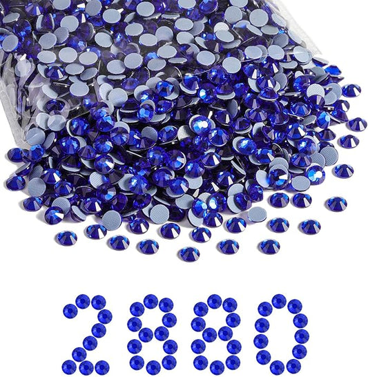 Beadsland Hotfix Rhinestones Bulk, 2880pcs Royal Blue Hot Fix Rhinestones for Crafts Clothes DIY Decoration, Sapphire, SS30, 6.3-6.5mm