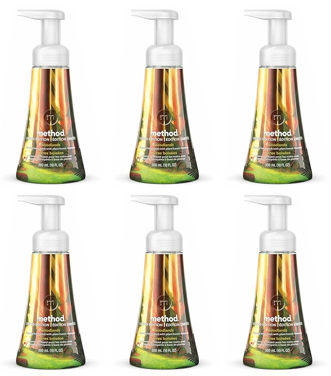 Set of 6 Limited Edition Handsoap - Green Cleaning - Cruelty-Free- Biodegradable formula made with plant-based cleansers + without parabens or phthalates (6, Foaming Woodlands)