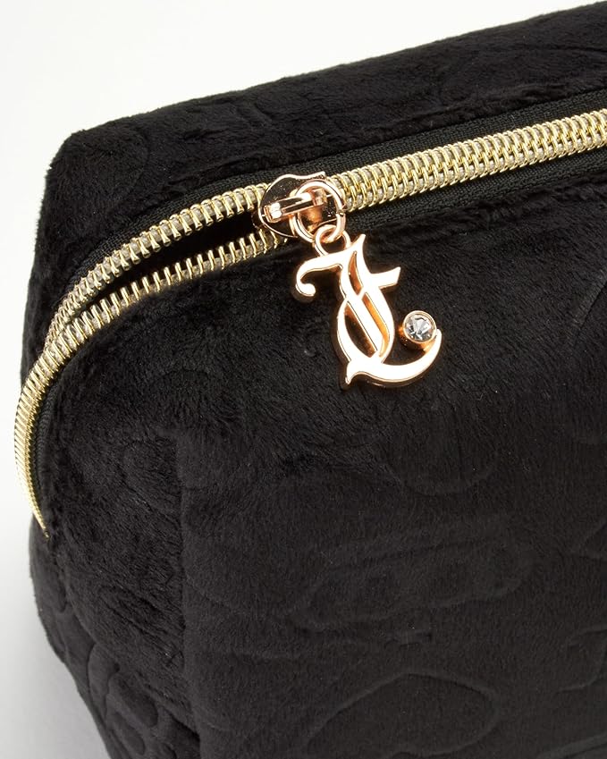 Juicy Couture Women's Cosmetics Bag - Travel Makeup and Toiletries Clutch Wedge Pouch, Black