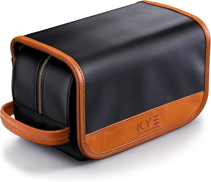 Leather Hanging Travel Toiletry Bag for Men with Removable Cover and Hanging Hook - Dopp Kit for men - Makeup Bag Organizer for Women for all your Travel Essentials
