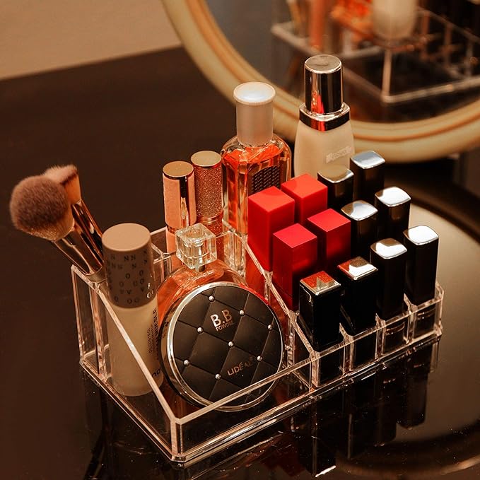 Cq acrylic 2 Pack Clear Makeup Storage Organizer,Stackable 5 Drawers Make up Organizers,Cute Desk Organizer for Vanity Jewelry,Hair Clip,Beauty,Skincare Product Bathroom Counter Organizers and Storage