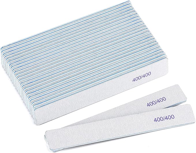 25 Count Nail Files 400/400 Grit, Fine Grit Nail Buffers for Buffing and Smoothing Natural Nails
