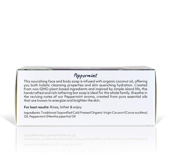 Coco Fiji Soap Bar for Face and Body Infused With Organic Coconut Oil, Peppermint, Essential Oil, Natural Soap for Moisturizing & Pore Purifying Skin, 7 oz,Pack of 2