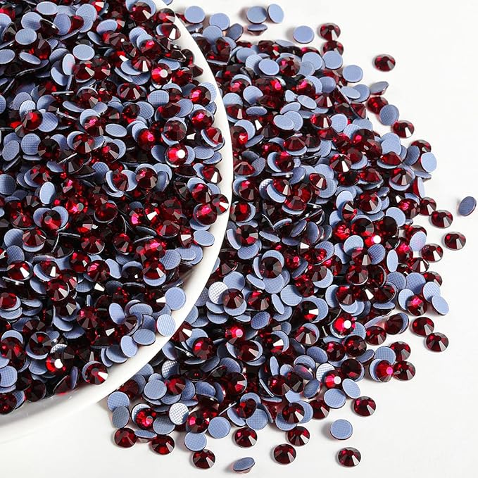 Beadsland Hotfix Rhinestones Bulk, 14400PCS Crystal Hot Fix Rhinestones for Crafts Clothes DIY Decoration, Dark Siam, SS6, 1.9-2.1mm
