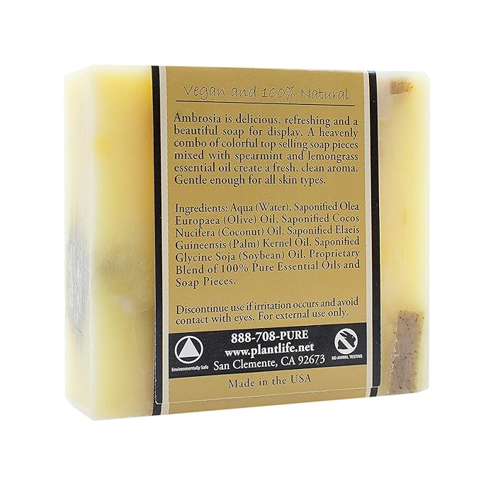 Plantlife Ambrosia 3-Pack Bar Soap - Moisturizing and Soothing Soap for Your Skin - Hand Crafted Using Plant-Based Ingredients - Made in California 4oz Bar