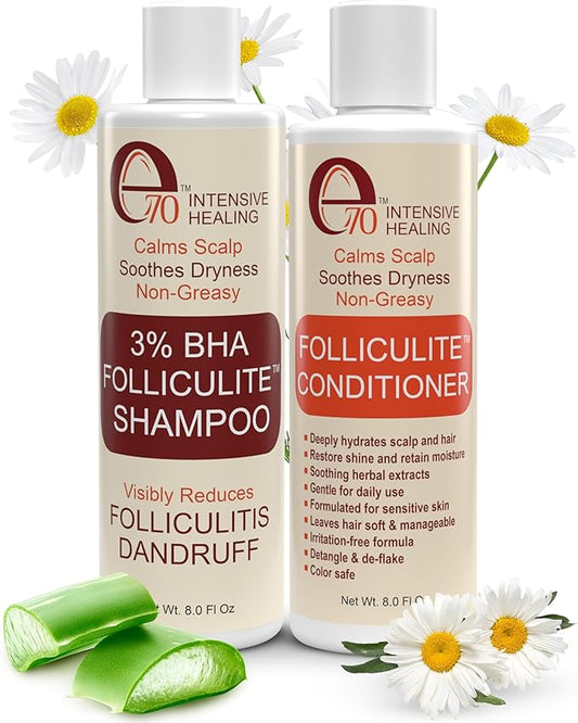 3% BHA Folliculite Shampoo and Conditioner for Women & Men - Made with Salicylic Acid & Tea Tree Oil - Flakes Shampoo & Deep Conditioner for Dry Itchy Scalp & Hair by e70