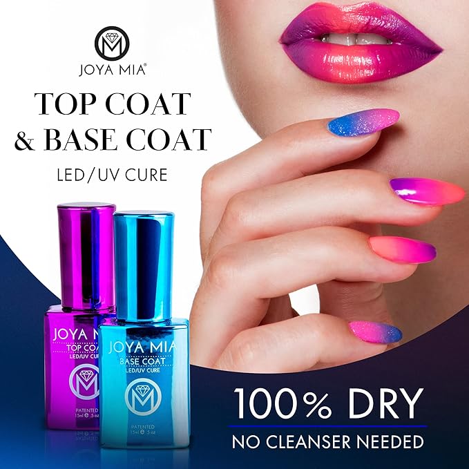 JOYA MIA Gel Polish Set – Base & Top Coat, No Wipe, Soak-Off, 15ml Each, Long-Lasting, High-Gloss, Super Adhesive