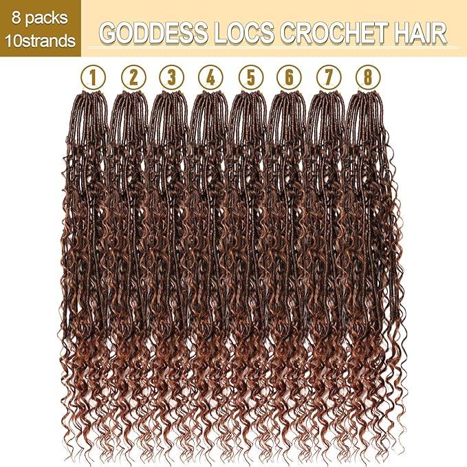8 Packs Goddess Faux Locs Crochet Hair-30 Inch Boho Soft Locs Crochet Hair for Black Women (T30, 30 Inch(Pack of 8))