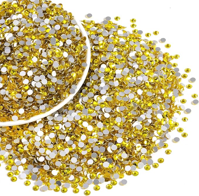 Beadsland Flatback Rhinestones Bulk,2880pcs Yellow Rhinestones for Nails Crafts Clothes DIY Decoration, Citrine/Lemon Yellow, SS30, 6.3-6.5mm