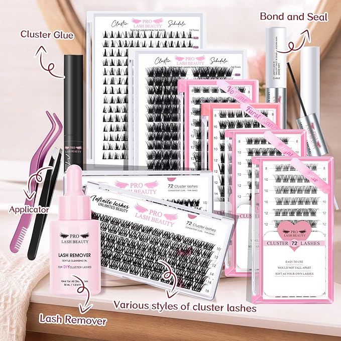 Cluster Lashes, 72 Pcs Individual Lashes, Lash Clusters DIY Eyelash Extension, Super Thin Band Reusable Soft & Comfortable (Date-D-16mm)