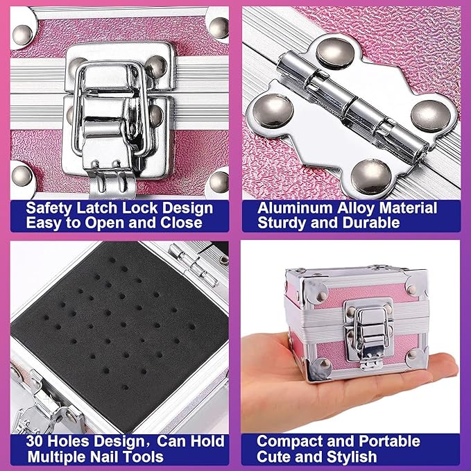 30Pcs Nail Drill Bits Set with Cute Nail Drill Bits Holder Case Nail Drill Bits for Acrylic Nails Professional Ceramic Drill Bit Diamond Carbide Cuticle Remover Efile Bits 3/32 Inch