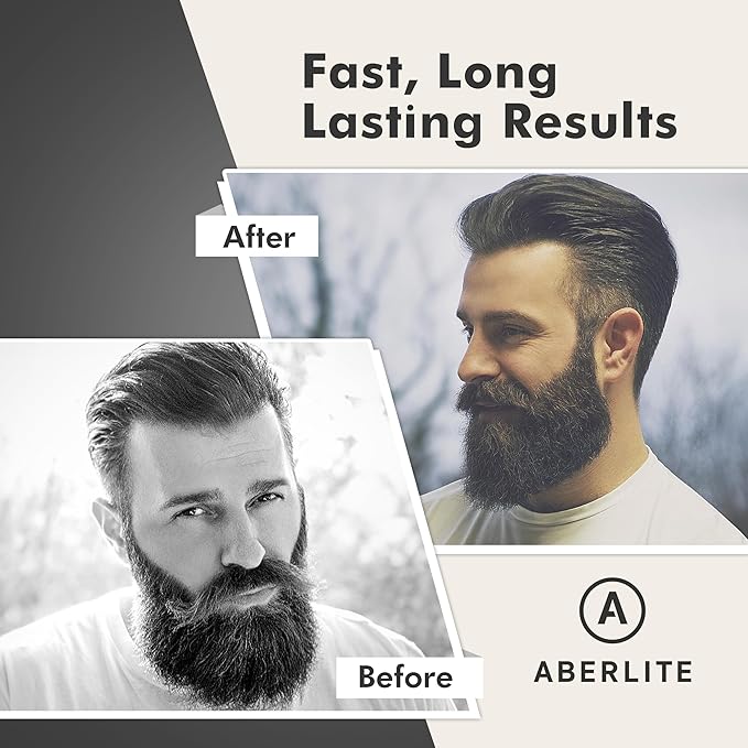 Aberlite EDC - Premium Beard Straightener Brush - Professional Heated Straightening Comb and Grooming Kit for Men (Gray)