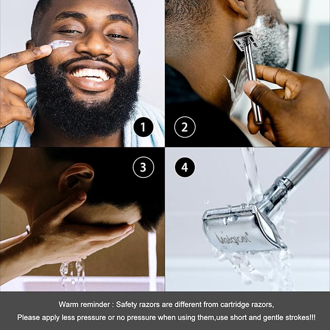 Premium Heavy-Weight Safety Razor for Men – Swedish Steel Blades, Solid Brass Long Handle Professional Close Shave, Built to Last a Lifetime (Silver)