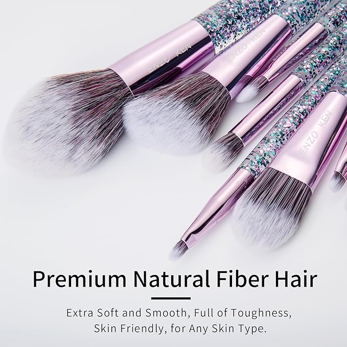 Glitter Makeup Brushes Set Professional, Vegan Makeup Brush Set with Case, Cosmetic Brushes Makeup Set, Make up Brushes Vegan, Purple Make up Brushes Set Professional, Makeup Brush Set Vegan.