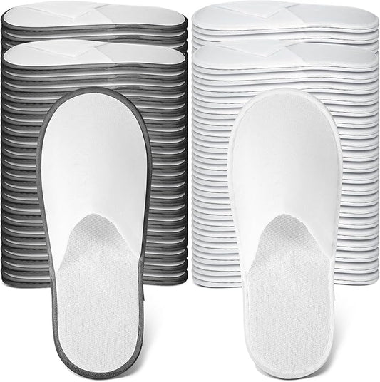 Ramede 80 Pairs Non Slip Disposable Slippers Bulk Hotel Spa Fluffy Closed Toe Indoor Slippers for Guests Men Women Home Wedding Travel Party