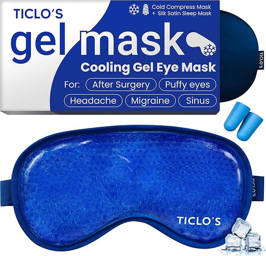 Cooling Eye Mask | Gel Eye Mask For Migraines, Dry Eyes, Puffiness, Dark Circles| Reusable Cold Eye Mask| Eye Ice Pack After Surgery| Bead Ice Face Cold Therapy Compress Sinus |Headaches|Sleep Mask