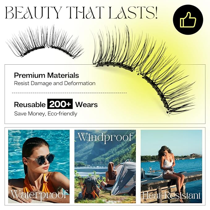 CALAILIS Magnetic Eyelashes with Applicator Upgrade Soft Magnetic Eyelashes Natural Look Reusable Magnet Lashes Kit No Glue Needed Easy to Wear and Remove (M25)