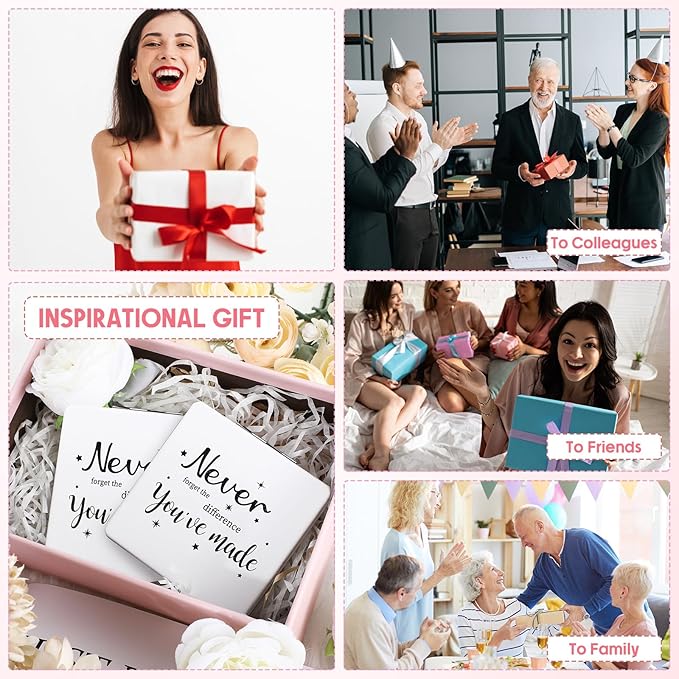 Qunclay 12 Pcs Employee Inspirational Compact Mirrors Bulk Appreciation Purse Portable Square Pocket Mirrors Thank You Gifts for Mother's Day Women Teachers Volunteer Nurse