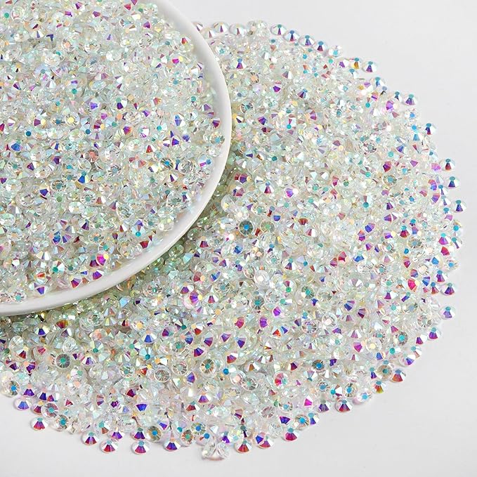 Beadsland Flatback Rhinestones Bulk, 2880pcs Crystal Rhinestones for Nails Crafts Clothes DIY Decoration, Transparent AB, SS30, 6.3-6.5mm