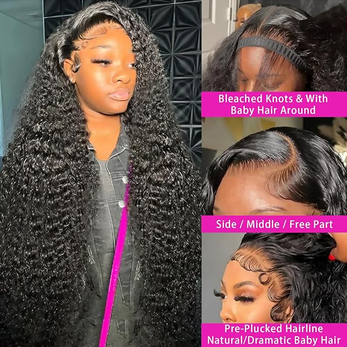 13x4 Lace Front Wigs Human Hair 180 Density Human Hair Wigs for Black Women Deep Wave Lace Front Wigs Human Hair Pre Plucked with Baby Hair 28Inch