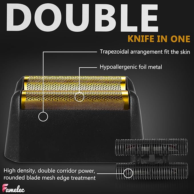 Black Razor Blades 5 Star Series for Wahl Foil Shaver Replacement Head Model 7031-100, 7043-100, Foil & Cutter Bar Assembly Compatible with Wahl Finale Replacement Foil, Head Shavers for Men