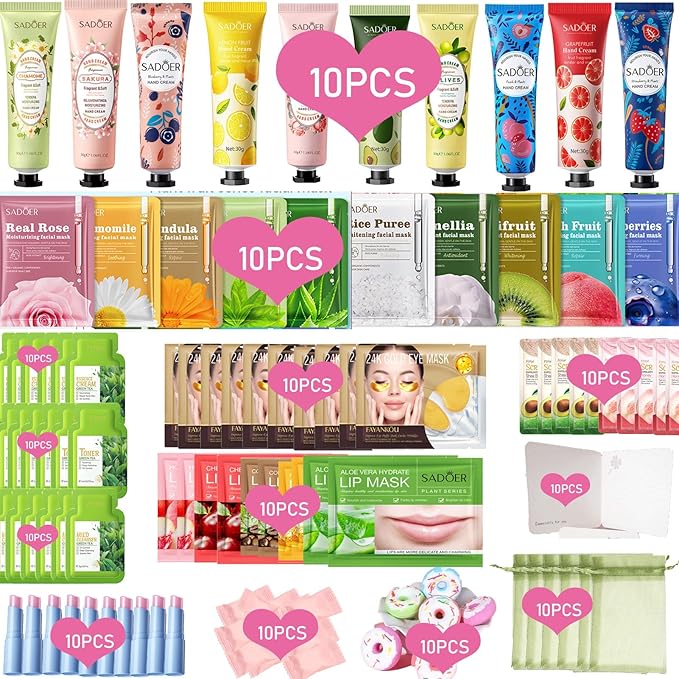 130 Pcs Spa Party Supplies Slumber Party Organza Bags Spa Party Favors Spa Sleepover Kit Birthday For Most Skin Type At Home Spa Kit