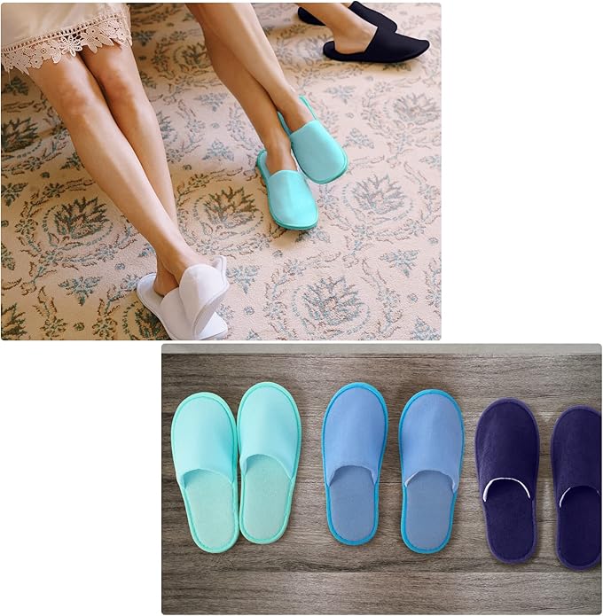 Geyoga 24 Pairs Disposable Slippers for Guests Bulk 2 Size Cotton Hotel Spa House Slippers for Graduation Wedding Party Shoeless Home Travel Individually Wrapped