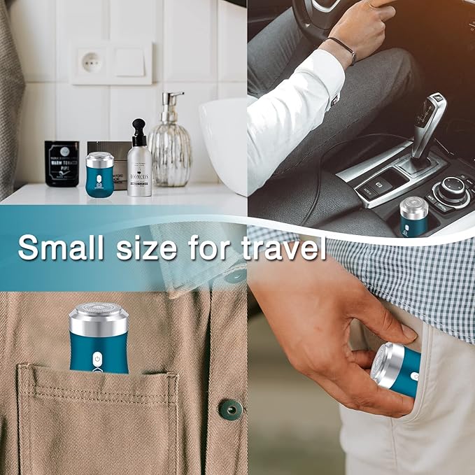 Mini Electric Razor,Wet Dry Electric Shavers for Men Women,30 Day Battery Life,Powerful Men's Shaver Used for face Chest Leg Shaving,Travel Size Toiletries for Travel Car Home,Blue