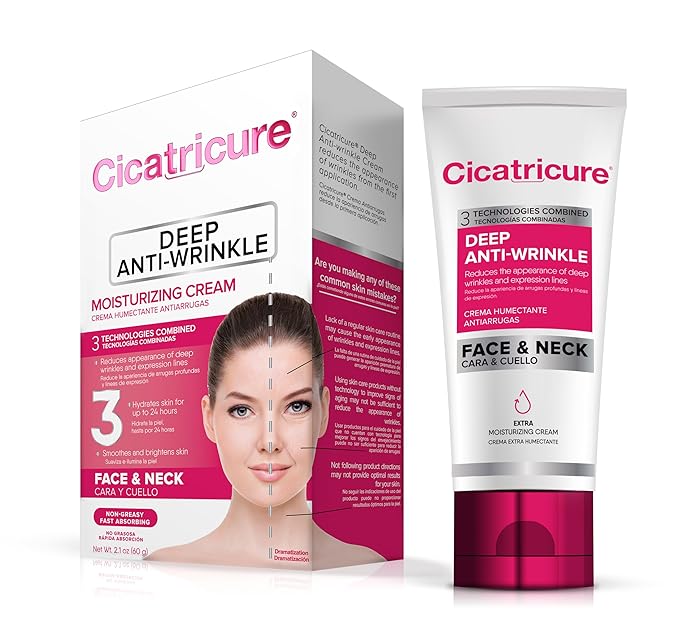 Cicatricure Anti Wrinkle Face & Neck Cream, 3-in-1 Facial Moisturizer with Retinol, Vitamin E & Q Acetyl 10, Hydrating Anti Aging Skin Care, 2.1 Ounces