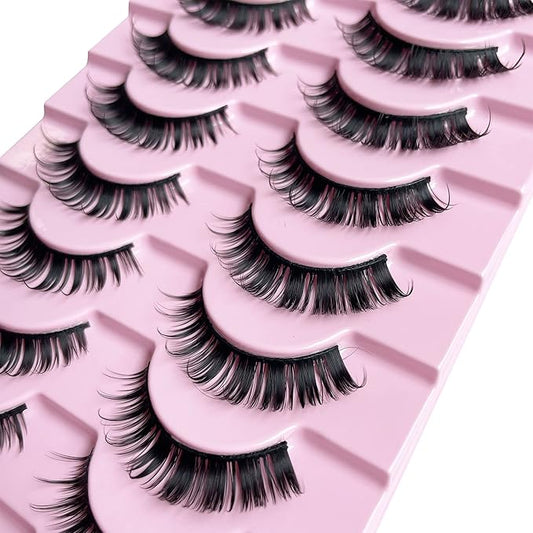 Russian D Curl Strip Lashes Fluffy False Eyelashes Natural Lashes 15-20mm Fake Lashes Pack Volume Eye Lashes 10 Pairs Faux mink lash Multipack