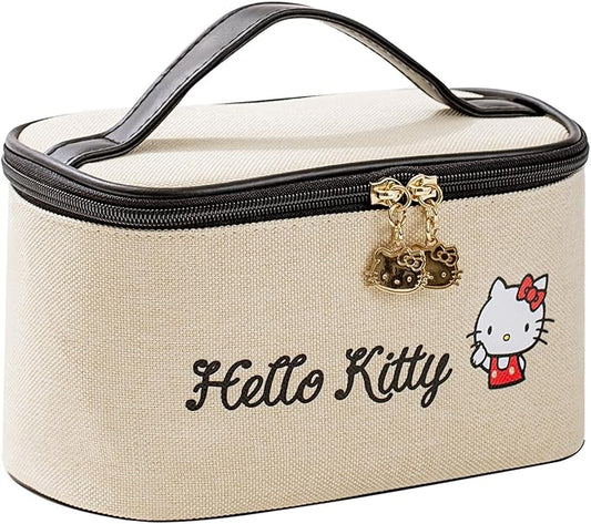 AmBealla Make up Bag Travel Cosmetic Bags Brush Holder Zipper Pouch Case Organizer Cute Organizer Suitable for Purse for Women (Beige-A)