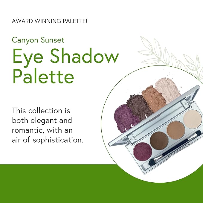 Honeybee Gardens Canyon Sunset Eye Shadow Palette, Clean and Bold, 4 Highly Pigmented Colors With Long Lasting Luxe Finish, Vegan, Cruelty-Free, Gluten-Free, and Paraben-Free, Net Wt 1.3g Each