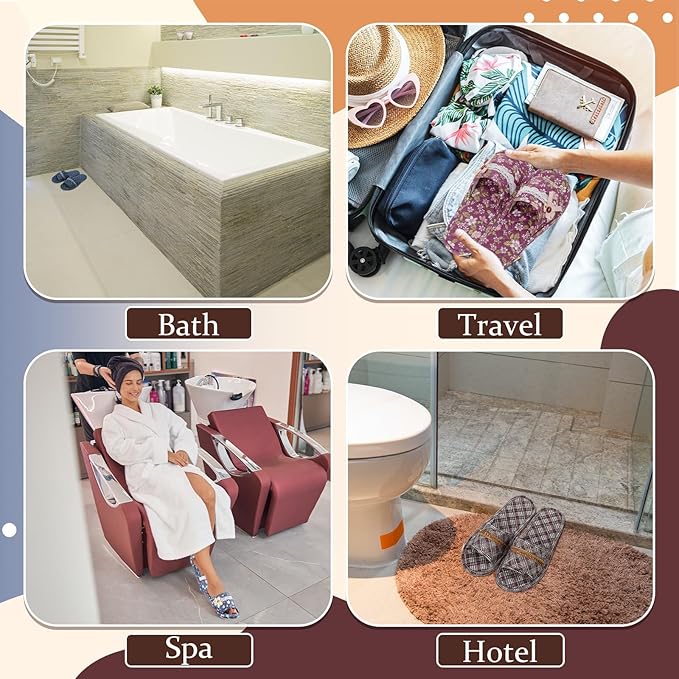 Mepase 8 Pairs Cotton House Indoor Slippers for Guests Washable Home Open Toe Slippers for Women Men