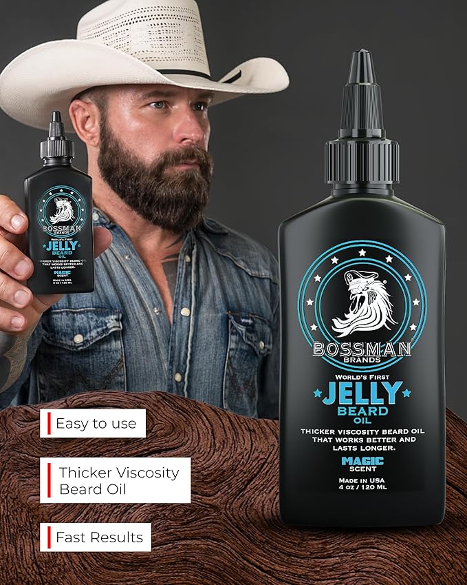 Bossman Jelly Beard Oil for Men & Beard Balm for Men Combo - Magic Scent