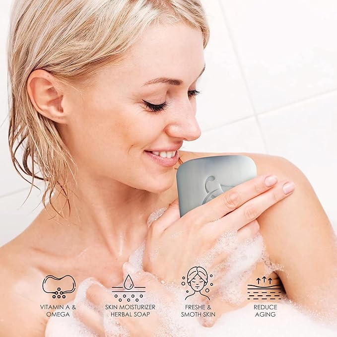 Sage Peach and Pomegranate Herbal Soap | Pack of 6 of 5oz soap Bar | Ideal for Men and Women, Soothing and Nourishing Soap for Moisturization