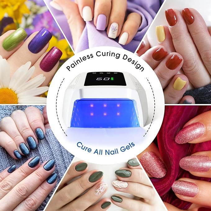 Cordless UV LED Nail Lamp, 96W Rechargeable Wireless Nail Lamp Nail Dryer Gel Polish UV Nail Light with 4 Timer Setting, Professional Quick Dry Nail Curing Lamp with Display Auto Sensor