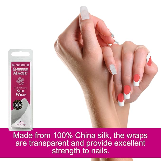 Backscratchers Sheeeer Magic Silk - 12 Yards - Repair Split or Cracked Nails - Self Adhesive Silk Wraps - DIY Nail Extension