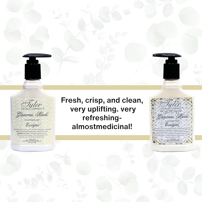 Worldwide Nutrition Bundle: Tyler Eucalyptus Glamorous Hand Wash and Hand Lotion Gift Set - 2 Pack, 8 Oz Scented Pump Bottles for Luxury Skin Care and Multi-Purpose Key Chain