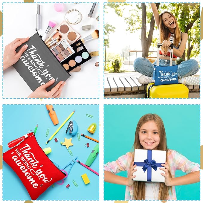 Panelee 48 Pcs Inspirational Gifts Makeup Cosmetic Bag Bulk with Zipper Keychain bibles Employee Appreciation Makeup Bags Motivational Gift for Graduation Women Teacher Coworker Gift(Classic Style)