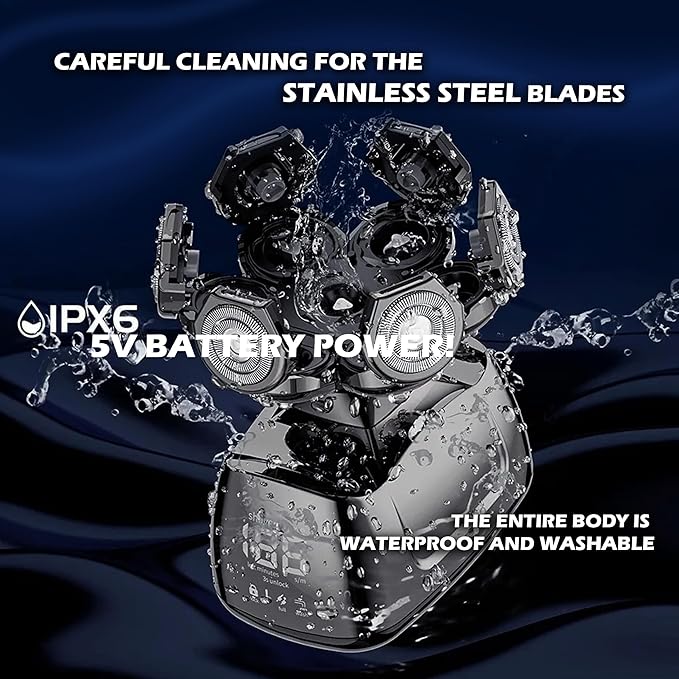 Head Shaver for Bald Men 7D – Smooth Electric Razor, Waterproof, Ergonomic Grip, Fast Charging, 120-Min Battery, Grooming Kit with Beard & Nose Trimmer for Face & Skull