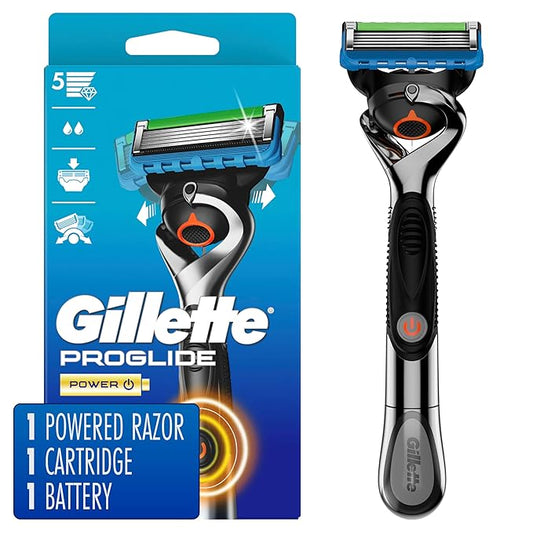 Gillette ProGlide Power Razor for Men, 1 Gillette Power Razor Handle + 1 Blade Refill