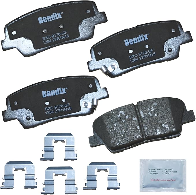 Bendix Priority1 CFC1284 Ceramic Rear Brake Pads for Select Models Hyundai Entourage, Genesis, Genesis Coupe, Santa Fe Sport, Kia Borrego, K900, Sedona, Sedona