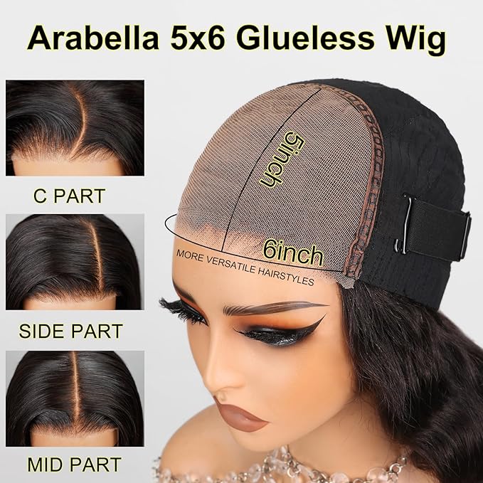 Arabella Hair 5x6 Bob Wig Real 210% Density Ready to Go Glueless Wig Human Hair 12A Straight Bob Wigs Pre Cut Lace Pre Bleached Tiny Knots (10inch, 5x6 Glueless Bob)
